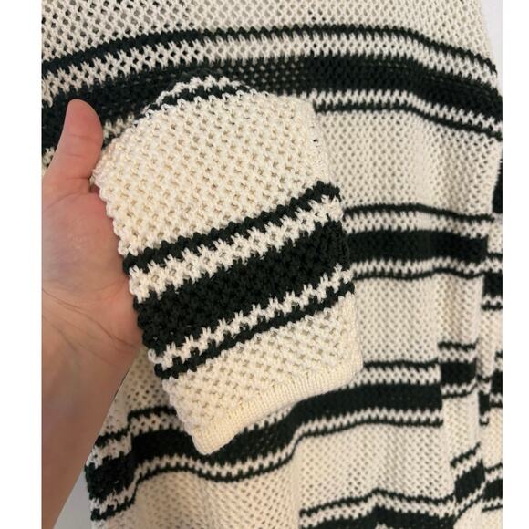 NWOT Madewell Open-Stitch Johnny Collar Sweater In Summit Green Stripe Size M - Picture 5 of 5